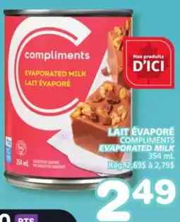 Marches Tradition COMPLIMENTS EVAPORATED MILK offer