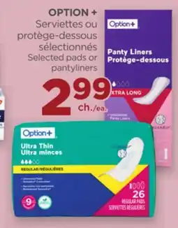Proxim OPTION + Selected pads or pantyliners offer