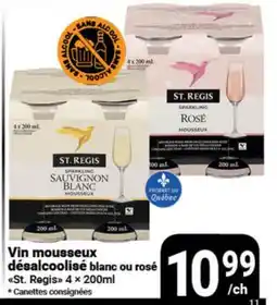 Pasquier Vin mousseux désalcoolisé blanc ou rosé St. Regis offer