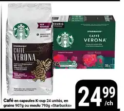 Pasquier Café en capsules K-cup 24 unités, en grains 907g ou moulu 793g Starbucks offer