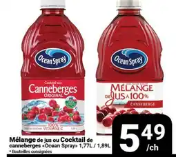 Pasquier Mélange de jus ou Cocktail de canneberges Ocean Spray offer