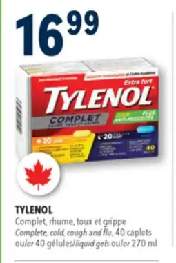 Familiprix TYLENOL, Complete, cold, cough and flu, 40 caplets or 40 liquid gels or offer