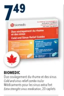 Familiprix BIOMEDIC, Cold and sinus relief combo or Extra strenght sinus medication, 20 caplets offer