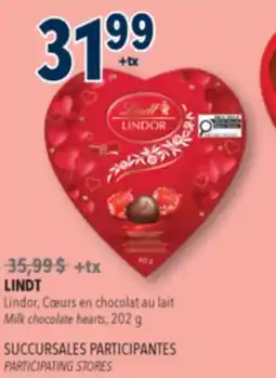Familiprix LINDT, Lindor,Milk chocolate hearts offer