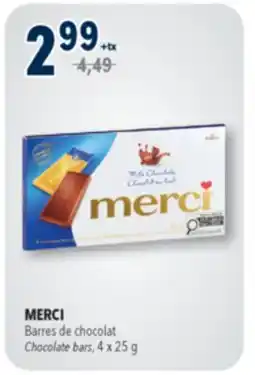 Familiprix MERCI, Chocolate bars, 4x 25g offer