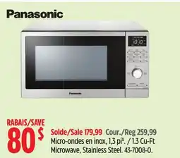 Canadian Tire Panasonic 1.3 Cu-Ft Microwave, Stainless Steel offer
