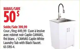 Canadian Tire CANVAS Caplin White Laundry Tub with Black Faucet offer