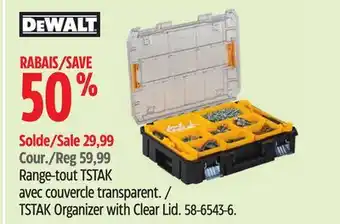 Canadian Tire DEWALT TSTAK Organizer with Clear Lid offer