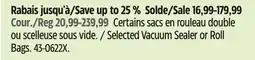 Canadian Tire Selected Vacuum Sealer or Roll Bags offer