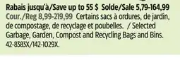 Canadian Tire Selected Garbage, Garden, Compost and Recycling Bags and Bins offer