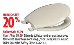 Canadian Tire For Living Plastic Round Toilet Seat with Safety Close offer