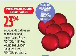 Canadian Tire 18˝ Red Round Foil Balloon Bouquet, 6-Pc, 7164173B offer