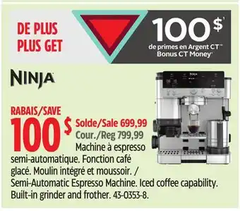 Canadian Tire Ninja Semi-Automatic Espresso Machine offer