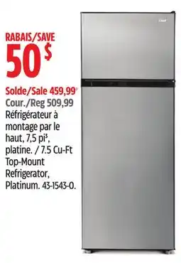 Canadian Tire 7.5 Cu-Ft Top-Mount Refrigerator, Platinum offer