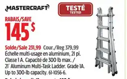 Canadian Tire Mastercraft 21´ Aluminum Multi-Task Ladder. Grade 1A. Up to 300-lb capacity offer