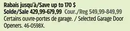 Canadian Tire Chamberlain Selected Garage Door Openers offer