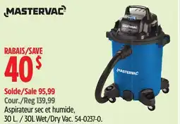 Canadian Tire Mastervac 30L Wet/Dry Vac offer