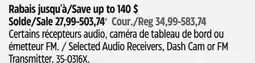Canadian Tire Selected Audio Receivers, Dash Cam or FM Transmitter offer