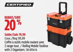 Canadian Tire Certified Rolling Mobile Toolbox with 2 Organizers offer