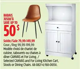 Canadian Tire For living Selected CANVAS and For Living Kitchen Cart, Stools or Dining Chairs offer
