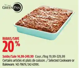 Canadian Tire GREEN PAN Selected Cookware or Bakeware offer