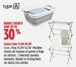 Canadian Tire Type A Selected Laundry Hampers, Basket or Drying Rack offer