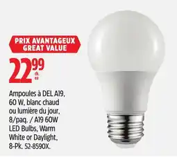 Canadian Tire A19 60W LED Bulbs, Warm White or Daylight, 8-Pk offer