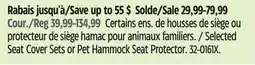 Canadian Tire Selected Seat Cover Sets or Pet Hammock Seat Protector offer