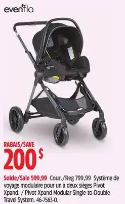 Canadian Tire Evenflo Pivot Xpand Modular Single-to-Double Travel System offer