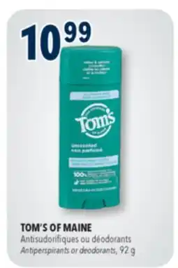 Familiprix TOM'S OF MAINE, Antiperspirants or deodorants offer