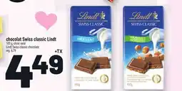 Metro CHOCOLAT SWISS CLASSIC LINDT | LINDT SWISS CLASSIC CHOCOLATE offer
