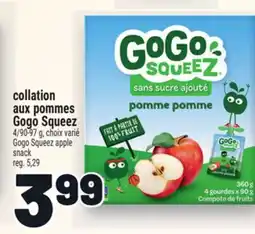Metro COLLATION AUX POMMES GOGO SQUEEZ | GOGO SQUEEZ APPLE SNACK offer