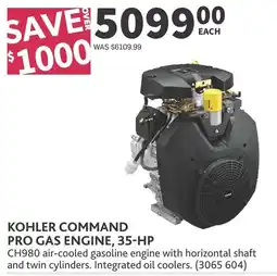 Co-op Kohler command pro gas engine, 35-hp offer