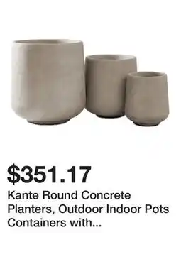 Wayfair Kante Round Concrete Planters, Outdoor Indoor Pots Containers with Drainage Holes Set offer