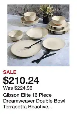 Wayfair Gibson Elite 16 Piece Dreamweaver Double Bowl Terracotta Reactive Dinnerware Set offer
