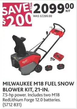 Co-op Milwaukee m18 fuel snow blower kit offer