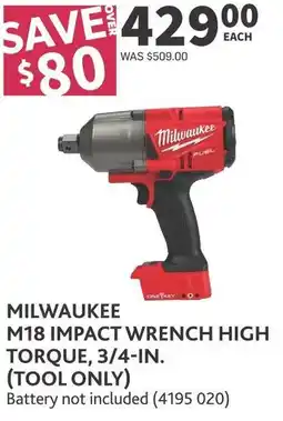 Co-op Milwaukee m18 impact wrench high torque, 3/4-in. (tool only) offer