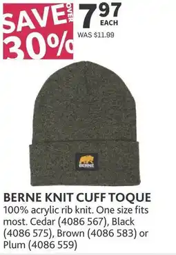 Co-op Berne knit cuff toque offer