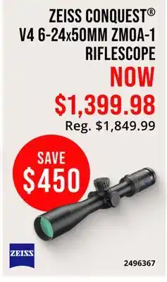 Cabela's ZEISS CONQUEST V4 6-24x50MM ZMOA-1 RIFLESCOPE offer