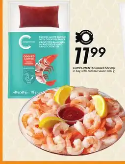 Sobeys COMPLIMENTS Cooked Shrimp in bag with cocktail sauce offer