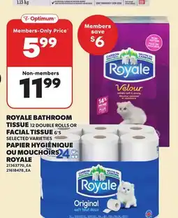 Independent Grocer ROYALE BATHROOM TISSUE, 12 DOUBLE ROLLS OR FACIAL TISSUE, 6'S offer