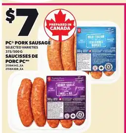 Independent Grocer PC PORK SAUSAGE, 375/500 G offer