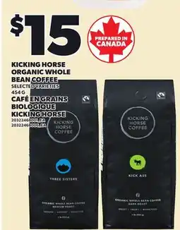 Independent Grocer KICKING HORSE ORGANIC WHOLE BEAN COFFEE offer