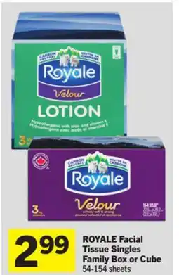 Foodland ROYALE Facial Tissue Singles Family Box or Cube offer