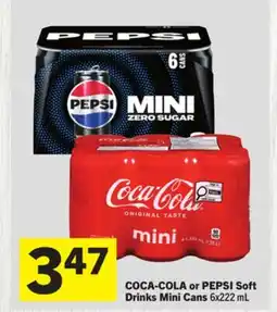 Foodland COCA-COLA or PEPSI Soft Drinks Mini Cans offer