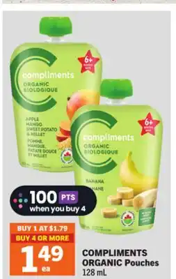 Foodland COMPLIMENTS ORGANIC Pouches offer