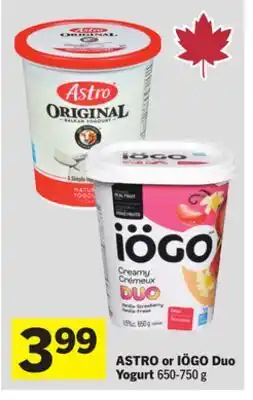 Foodland ASTRO or IÖGO Duo Yogurt offer