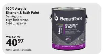 Home Hardware 100% Acrylic Kitchen & Bath Paint offer