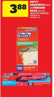 Real Canadian Superstore HEFTY SANDWICH 100'S OR FREEZER BAGS 20/25'S offer