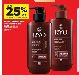 Real Canadian Superstore KERSAYS HAIR CARE, 600 ML OR RYO HAIR CARE, 400/480 ML offer
